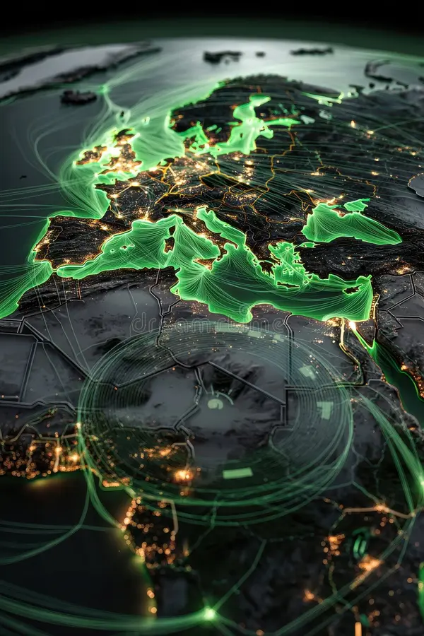 detailed-visualization-represents-global-data-technological-connections-illuminated-urban-centers-dynamic-network-flows-405388828